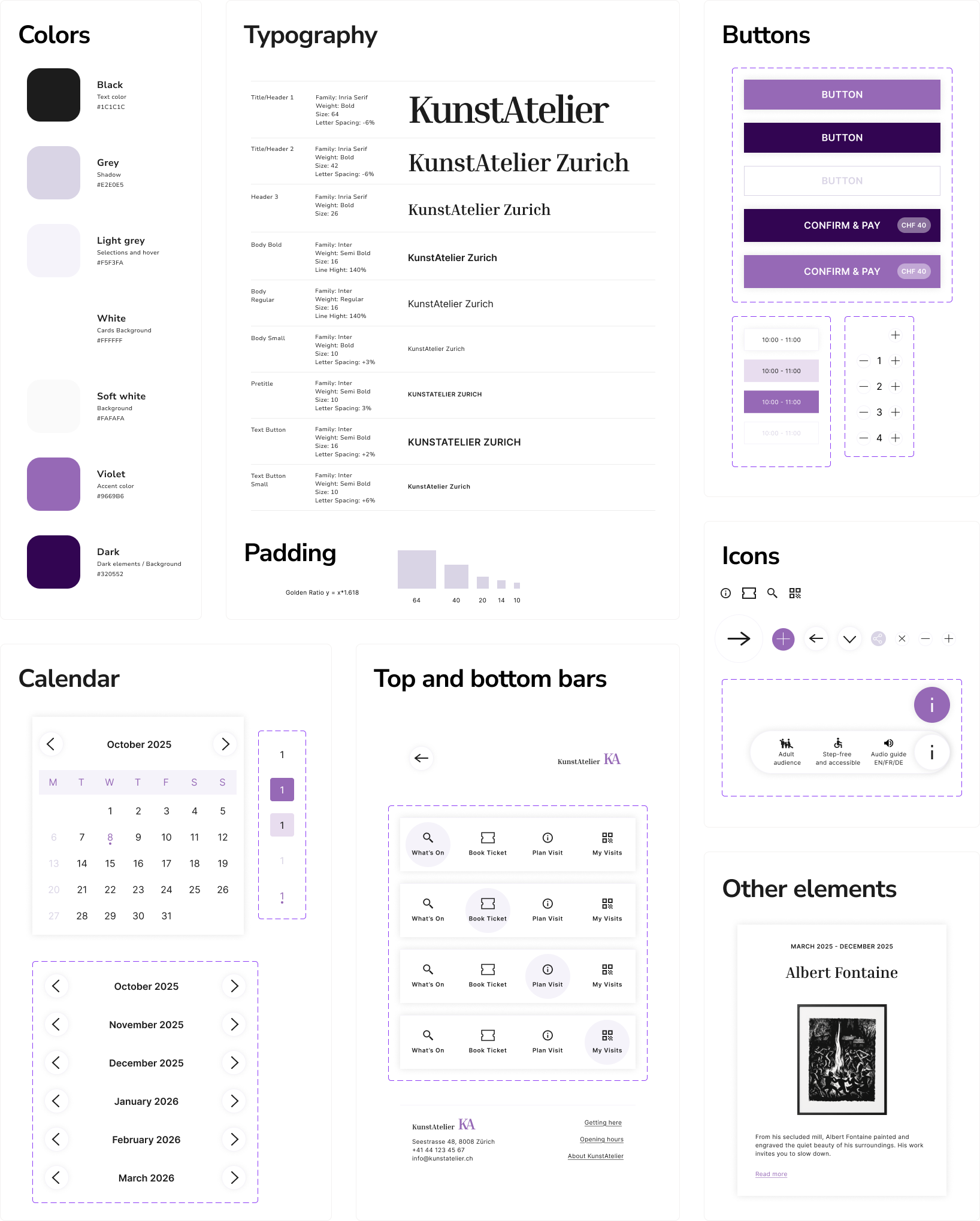 KunstAtelier design system overview